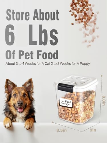 6 lb Airtight Dog Food Storage Container with Scoop, White | Airtight snap-lock lid, clear BPA-free body, and measuring cup keep dry dog or cat food, treats, cereal, and grain organized. - color: 5KG-White