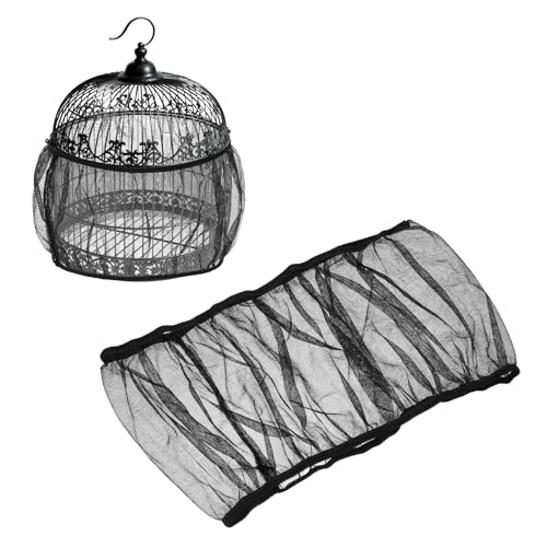 Bird Cage Seed Catcher, Bird Cage Net Cover Seeds Guard, Universal Birdcage Accessories, Black, Circumference 90.6"-118.1", Height 19.7" for Parrot Cockatiel Enclosures - color: Black, size: Circumference 90.6"-118.1", height 19.7"