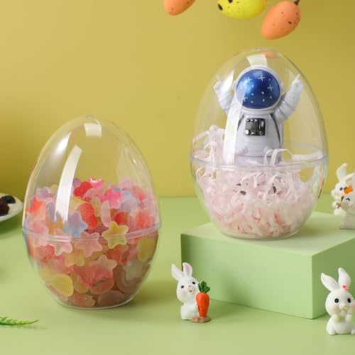 Kisangel 4Pcs 4.7 Inches Large Clear Easter Eggs - Empty Fillable Plastic Eggs for Easter Party Basket Stuffer Wedding Baby Shower Christmas Decoration