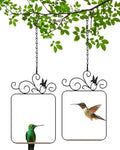 PACETAP Hummingbird Swings and Perches Metal Frame 2 Pack, Wild Bird Swing Outdoor Bird Perch with Wooden Dowel and 2 Hanging Chain for Indoor, Outdoor, Trunk, Lawn, Patio, Garden (2 Hummingbirds) - size: 2 Pack Hummingbird