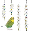BNOSDM Bird Toys with Cuttlebone 4 Pack Hanging Cuttle Bone Chew Toys Natural Bird Beak Grinding Stone Parakeet Calcium Toys Bird Cage Accessories for Budgies Cockatiels Lovebirds Conures Parrots (9)