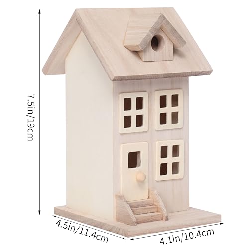 Make Market 7.5" Wooden Townhouse Birdhouse - Unfinished Birdhouse Made of 100% Wood, Outdoor Nesting Boxes - Bulk 8 Pack