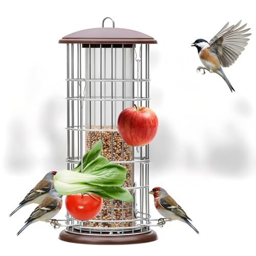 4PCS Bird Cage Food Holder, Stainless Steel Bird Feeder for Cage with Hook, 22cm/17cm Parrot Fruit Skewers, 2 Sizes Hanging Foraging Toy for Macaw Parakeet Parrot Budgie