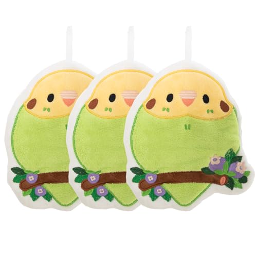 Soft Absorbent Parrot Towel Sets Cute Parrot Embroidered Quick Dry Coral Fleece Hand Towels for Bathroom & Kitchen Gifts for Kids Teens Parrot Lovers Hand Towel 3 Pack (Budgie) - color: Budgie