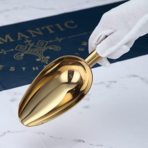 Berglander Stainless Steel Gold Ice Scoop 6 OZ, Titanium Golden Plating Metal Ice Scooper For Ice Maker, Multipurpose For Candy Wedding Kitchen Bar Party, Pet Animal Dog Food Scoop Beach Shovel - color: 2. Gold