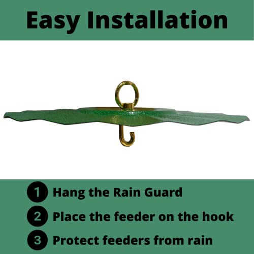 Metal Rain/Weather Guard - Perfect for Outdoor Bird Feeders, Seed Cylinders, Hummingbird Feeders, Cylinder Feeders and More Against Water, Sun, and Overhead Messes Rust Proof, - color: Green, size: 9.5 Inches