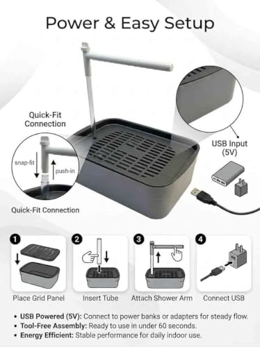 Automatic Parakeet Bird Bath with Pump,Adjustable Water Flow & Parrot Shower,USB Powered Bird Fountain Bathtub for Cage,Quiet Circulating Water System for Budgie,Lovebird (L) - color: Light gray