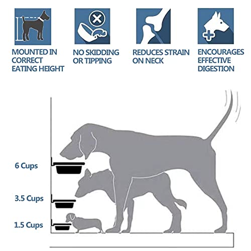 FOYO Elevated Dog Bowls, Raised Dog Food and Water Bowls,Wall Mounted Pet Comfort Feeding Bowls for Medium Dogs - size: 6 cups(49 OZ)