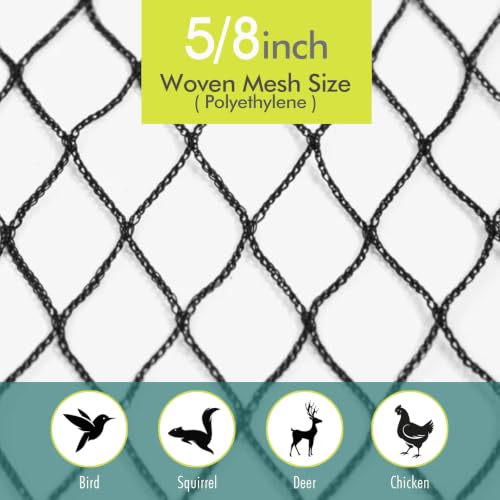Bird Netting for Garden, Fetanten 13 x 16 FT Netting for Garden Protection | Heavy Duty Woven Bird Mesh Garden Netting for Vegetable Fruit Trees Blueberry Against Deer Chicken Poultry with Ties, Staples - size: 13 x 16.5FT