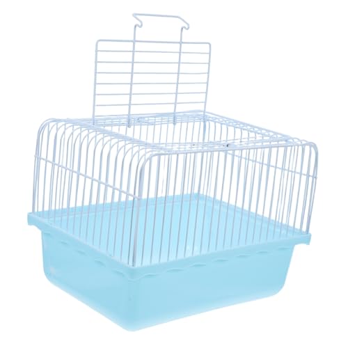 Garneck Portable Lightweight Bird Cage for Lovebirds and Small Animals Easy to Clean Travel Carrier Transparent Window for Parakeets and Cockatiels - color: Sky-blue