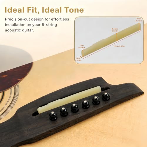 Miwayer 6 String Acoustic Guitar Unbleached Bone Saddle, Guitar Bridge Saddles, Cut from Whole Bones, 72x3x9mm (6 String Acoustic Saddle 72mm 2 Pack) - color: 6 String Acoustic Saddle 72mm 2 Pack