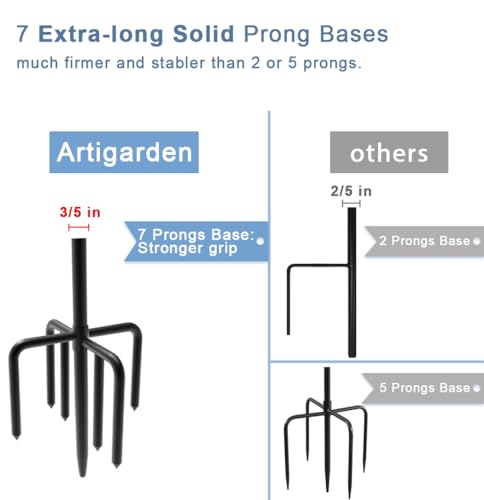 92 inch Outdoor Shepherd Hook with Upgraded 7 Prong Base (1 Pack), Adjustable Heavy Duty Garden Hanging Stake for Bird Feeder Solar Light Plant Hanger Wedding Decor, Matte Black - size: 92IN-1PACK