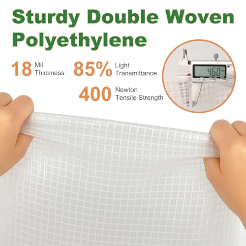 18 Mil Greenhouse Cover, 22x34 FT Clear Heavy Duty Greenhouse Tarp, UV Resistant Waterproof Green House Plastic Covering with Grommets for Garden, Farms, Nursery - size: Clear White 22FTx34FT