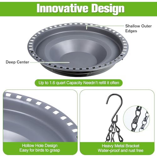Bird Baths for Outdoors, Bird Bath Bowl Water Feeder Outdoor for Hummingbirds for Garden Yard Patio Lawn, Ideal for Attracting Birds (Handing Style)