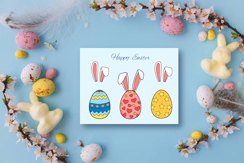 Happy Easter Clear Stamps for Card Making Decoration, Easter Eggs with Bunny Ears Silicone Stamps for Scrapbooking Easter Eggs Hunting Rubber Stamps for Journaling Photo Album Decor