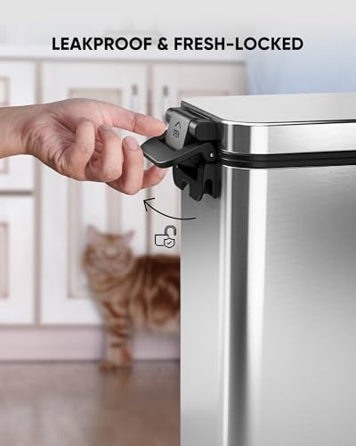 Courpal® Stainless Steel Dog Food Storage Container, 20lb/15lb Pet Food Bin | Dry Pet Food Container with Lids Airtight for Cat Dog Bird, 15L/4 Gal Stackable Metal Large Sealed Animal Food Bin with Scoop