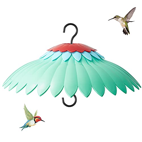 Beserie Squirrel Baffle for Hanging Bird Feeder Rain Cover for Outside Weather Guard Protect Feed from Sun Red Dome Attract Hummingbirds, Moat Proof, Easy to Clean-14inch Green - color: Green 14in