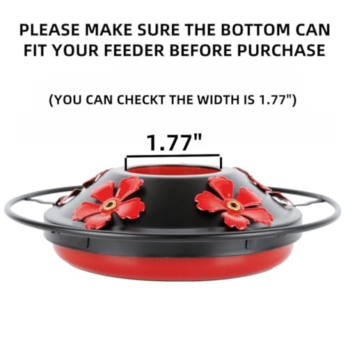WOSIBO Hummingbird Feeder Replacement Bottom Base Replacement Part Includes Red Plastic Base Metal Top and Brushes (Black with 5 Flower) - color: Black with 5 flower