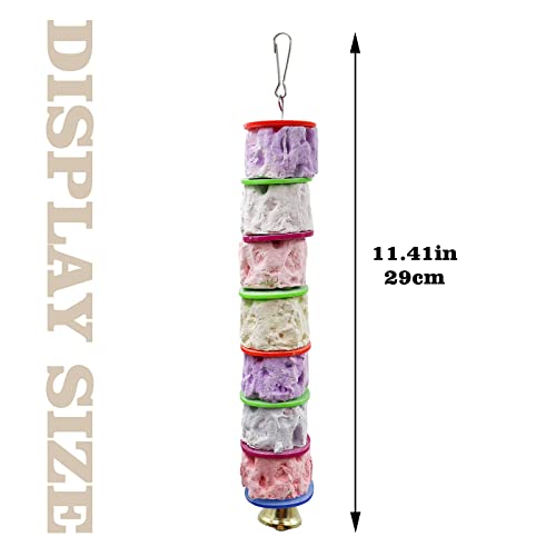 Large Bird Chewing Toy, Colorful Parrot Beak Grinding Calcium Stone with Bells, Bird Cage Accessories, Cage Toys for Cockatiel Parakeet Budgies Rat Hamster Chinchilla Rabbit Bunny African Grey(1 Pack)