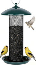 Gtongoko Finch Feeders for Outside All Metal Mesh Tube Bird Feeder Green | 2.5 LB Hanging Bird Feeder for Nyjer & Thistle Seed, Weather-Resistant Lid, Easy Refill & Cleaning, Closed Metal Ring - color: Green-0.24”