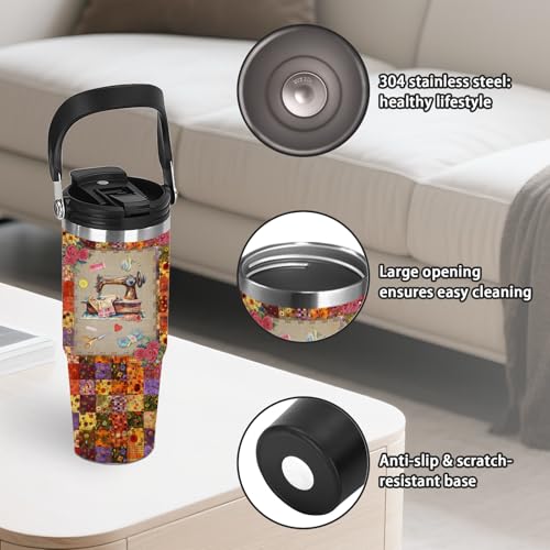 Sewing Gifts for Women Mom Grandma - 30oz Quilting Tumbler with Handle, Funny Sewing Cup for Quilters & Crafters, Coffee Travel Mug with Sewing Themed Design, Birthday Christmas Gift for Sewing Lovers - color: Sewing1