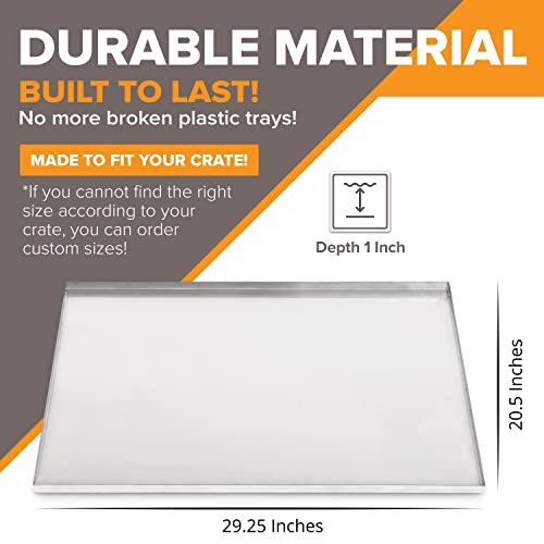 Metal Dog Crate & Kennel Replacement Tray/Pan, Galvanized, 29x20 in | Chew-proof, crack-proof, rust-resistant. Fits Most Standard 30 in Crates. - size: 29.3"L x 20.5"W x 1.0"H