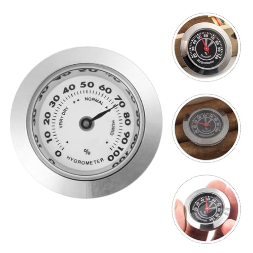 Hemoton 2-Pack Analog Cigar Humidor Hygrometer Round Mechanical Humidor Gauge Humidity Meter for Cigar Box Small Compact Accessory for Violin Case Home Use