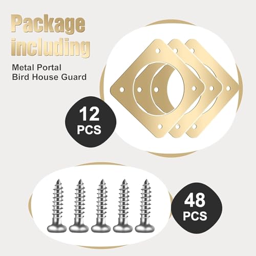 Hotop 12 Pcs 1 1/2 Inch Opening Bluebird Metal House Hole Guard Portal Bird House Protect Bird Room Guard Copper Portal with Opening for Eastern Bluebird Rooms Sparrow Houses(Gold) - color: Gold, size: 1 1/2 Inch, style: Opening