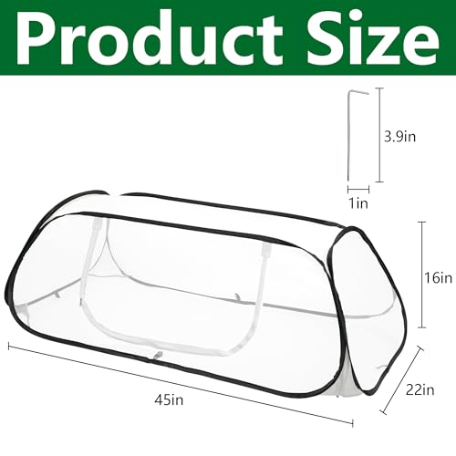 45" x 22" x 16" Pop Up Garden Rows Plants Cover, Raised Garden Beds Vegetable Rows Plant Protector, Insect Bird Barrier Plant Net Cage with Stakes for Protecting Seedlings Fruits Vegetable Row - color: 1 Pc