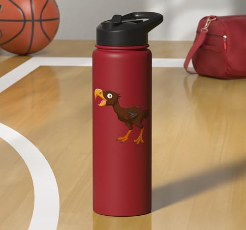Cute Cartoon Prehistoric Animals Terror Bird For Kids Funny Stainless Steel Insulated Water Bottle - color: Red