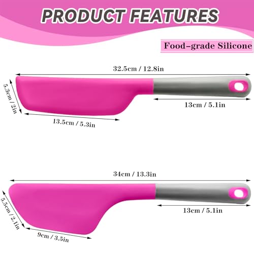 Silicone Omelette Spatula Turner, Flip Fold Omelet Turner, 13Inch | Flexible Egg Flip Tool for Non-stick Pans, Heat Resistant omelette flipper for Kitchen Omelet Pancake Crepes,Rose Red - color: Deep pink