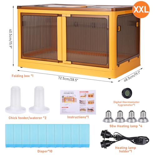 Chicken Brooder Box for Chicks Starter Kit, Larger Chicken Brooder Heater Warms up to 30 Chicks, Poultry Breeding Box Suitable for Chick Duckling Parrot Lizard (28" L x 19" W x 15" H) - size: 28.0"L x 19.0"W x 15.0"H