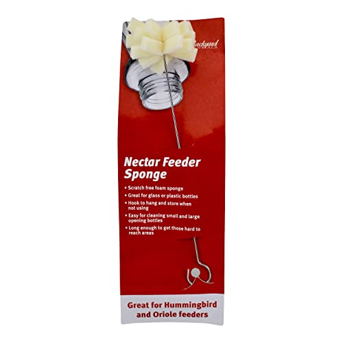 Nectar Feeder Sponge Cleaning Brush - Single | Scratch Free Sponge Mop - Safe for Glass and Plastic Feeders - Built-in Hook for Hang Drying - size: Single