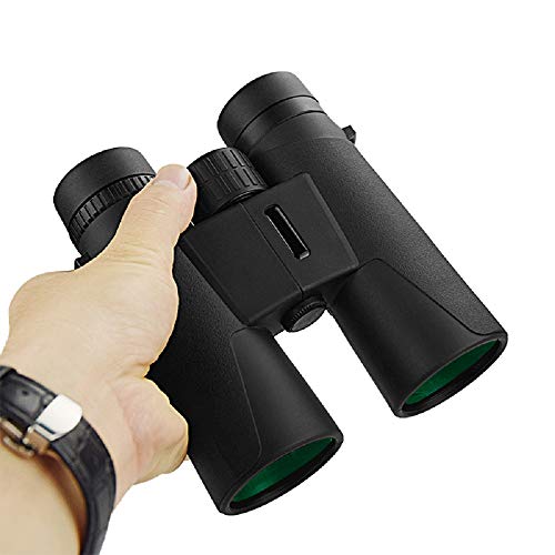 10X42 Professional Binoculars with Smartphone Adapter, Compact Waterproof Low Night Vision Binoculars for Adult Birds Watching Hunting Concert Travel - color: Black