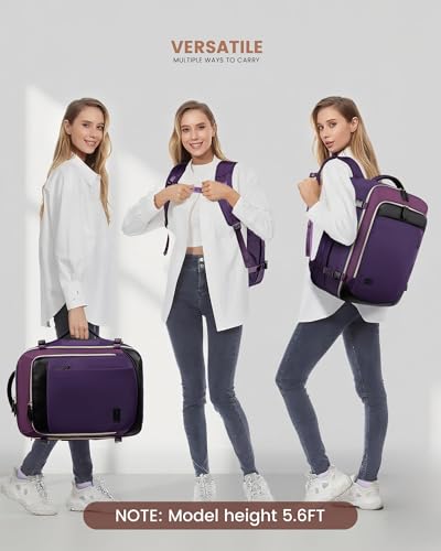 LOVEVOOK 50L Travel Backpack Carry On Airline Approved, Large Backpack with 3 Packing Cubes, TSA Travel Essentials Carry On Bag, Waterproof Weekender Overnight Luggage Daypack, Fits 18 Inch Laptop - color: H-blue-purple-black, size: XLarge - 18.5 Inch - 5