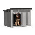 Outdoor Dog House Waterproof,Indoor Outdoor Doghouse for Small to Large Dogs,Dog Kennel with Air Vents and Elevated Floor,Easy to Assemble and Clean(Grey 42.87 * 32.95 * 31.61inch) - style: Grey