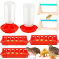 7 Pack Chick Feeder and Waterer Kit No Waste with Chick Perch Flip Top Small Poultry Feeder Trough Quail Feeding Supplies Baby Chick Starter Kit for Chicken Coop Brooder Duck Quail Gravity