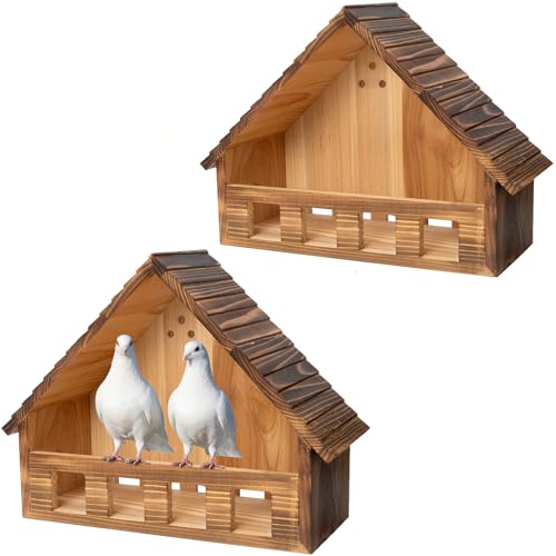 SWANGSA 2 Pack Carbonized Mourning Dove Nesting Box, Cedar Birdhouses for Outdoor Doves and Other Small Birds - size: 2 Pack