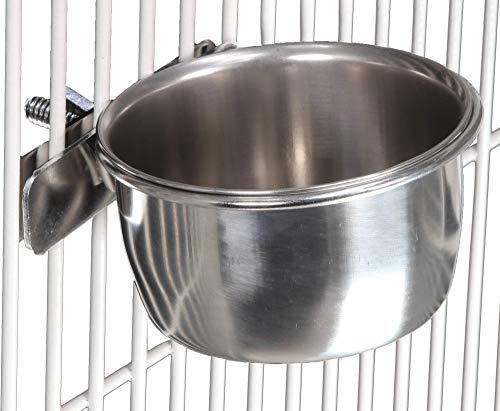 800120 5oz Stainless Steel Clamp Cup Feed Food Liquid Budgie Finch Parrot Parrotlet