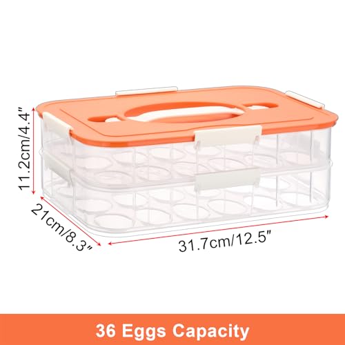 BTSKY Deviled Egg Platter with Lid, 2-Layer 36 Slots Deviled Eggs Carrier, Clear Portable Egg Holder for Fridge Reusable Deviled Eggs Tray Carton Box for Easter and Party Favor (2-Layer, Orange) - color: Orange, size: 2 Layer-Hold 36 Eggs