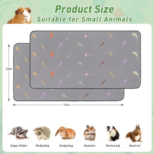 2Pcs Guinea Pig Cage Liners,Guinea Pig Fleece Cage Liners24''X72'' Super Absorbent Washable Pee Pads Reusable for Rabbit Hamster Chinchilla - size: 12 In 2x6(24" x 72") 2Pack