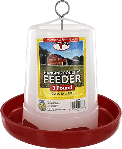Little Giant® Plastic Hanging Poultry Feeder | Heavy Duty Automatic Feed Container for Poultry (Red, 3 Pound) - size: 3 Pound