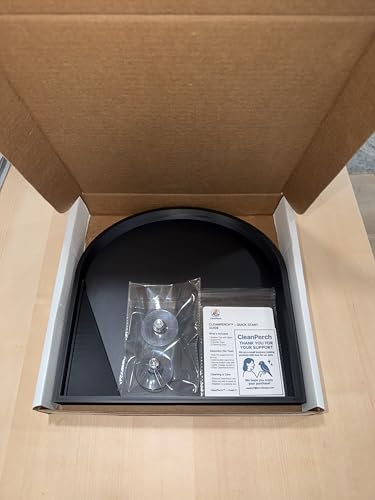 CleanPerch™ Bird Food Waste Catcher Tray with Suction Cups. Seed, Shell & Dropping Catcher with Patent-Pending Design. Easy-Clean, Low Profile (Black, 12" x 11.5" x 3.7") - color: Black, size: 12" x 11.5" x 3.7"