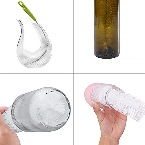 Long Bottle Brush, 17 in Bendable Cleaner Brushes for Cleaning Neck Beer Bottles, Wine, Baby Bottles, Water Bottles, Tumblers, Flask, Bird Feeder, Vase, Pipes and Brewing Supplies Black + White/2Pack - color: White+black
