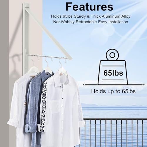 Clothes Drying Rack Folding Indoor,Laundry Room Organization,Wall Mounted Drying Racks for Laundry,Laundry Drying Rack Collapsible,Laundry Drying Rack,Retractable Clothesline (White) - color: White