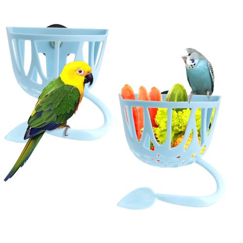 2 Pack Bird Feeder Parrot Vegetable and Fruit Feeding Rack Multipurpose Bird Feeding Cup Hanging Bird Cage Bowl Bird Daily Necessities for Parrot Birds Budgie Cockatiel