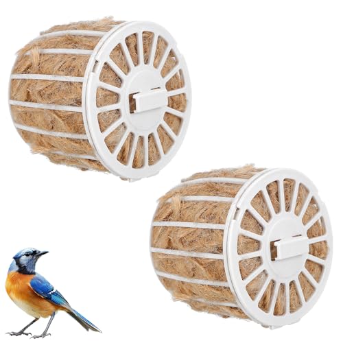Abaodam Bird Nest Material with Basket Jute and Cotton Fiber Nesting Material for Parakeet Finch Canary Cockatiel 2-Pack Cage Bird for Birds