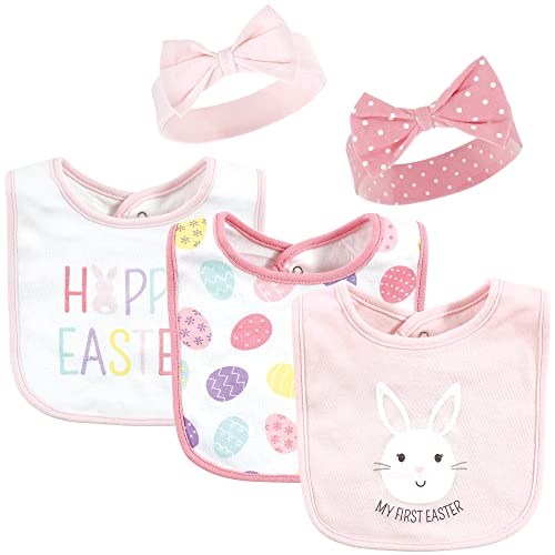Hudson Baby Unisex Baby Cotton Bib and Headband Set - color: Happy Easter, size: One Size (Pack of 2)