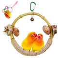 Circle Bird Swing with Bell,Bamboo Parakeet Rope Perches for Cage Ring Bird Swings Chewings Nuts Toys for Parrots Cockatiels Lovebirds Budgie
