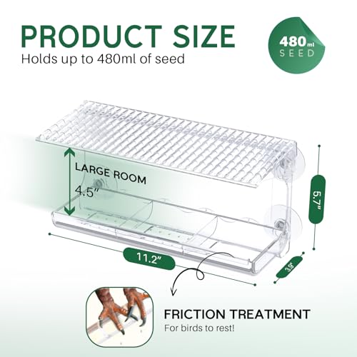 SUNALLY Window Bird Feeder Outdoors, Clear Bird Feeders for Wild Watching | Transparent Feeders with Strong Suction Cups, Outside Hummingbird, Bird Watching for Garden, Yard, Elderly Kids, Cats Viewing - style: Style 1